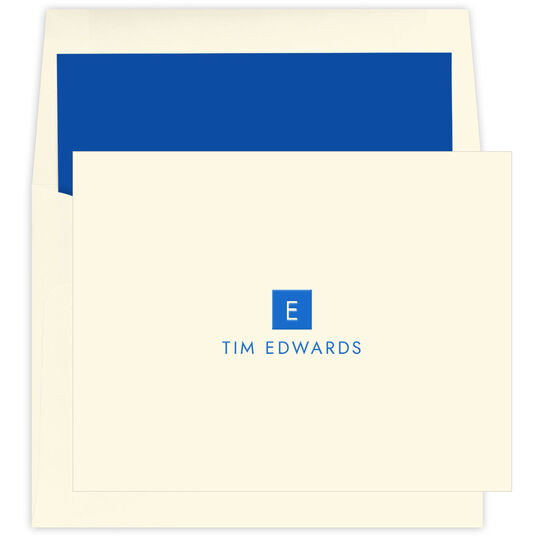 Square Initial Folded Note Cards - Raised Ink